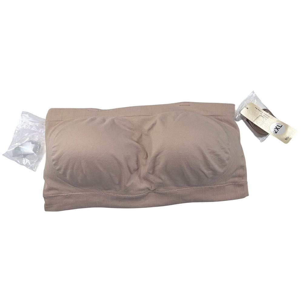 NEW Truekind Convertible Strapless Bandeau Bra 2XL Beige Nude Plus Size Seamless